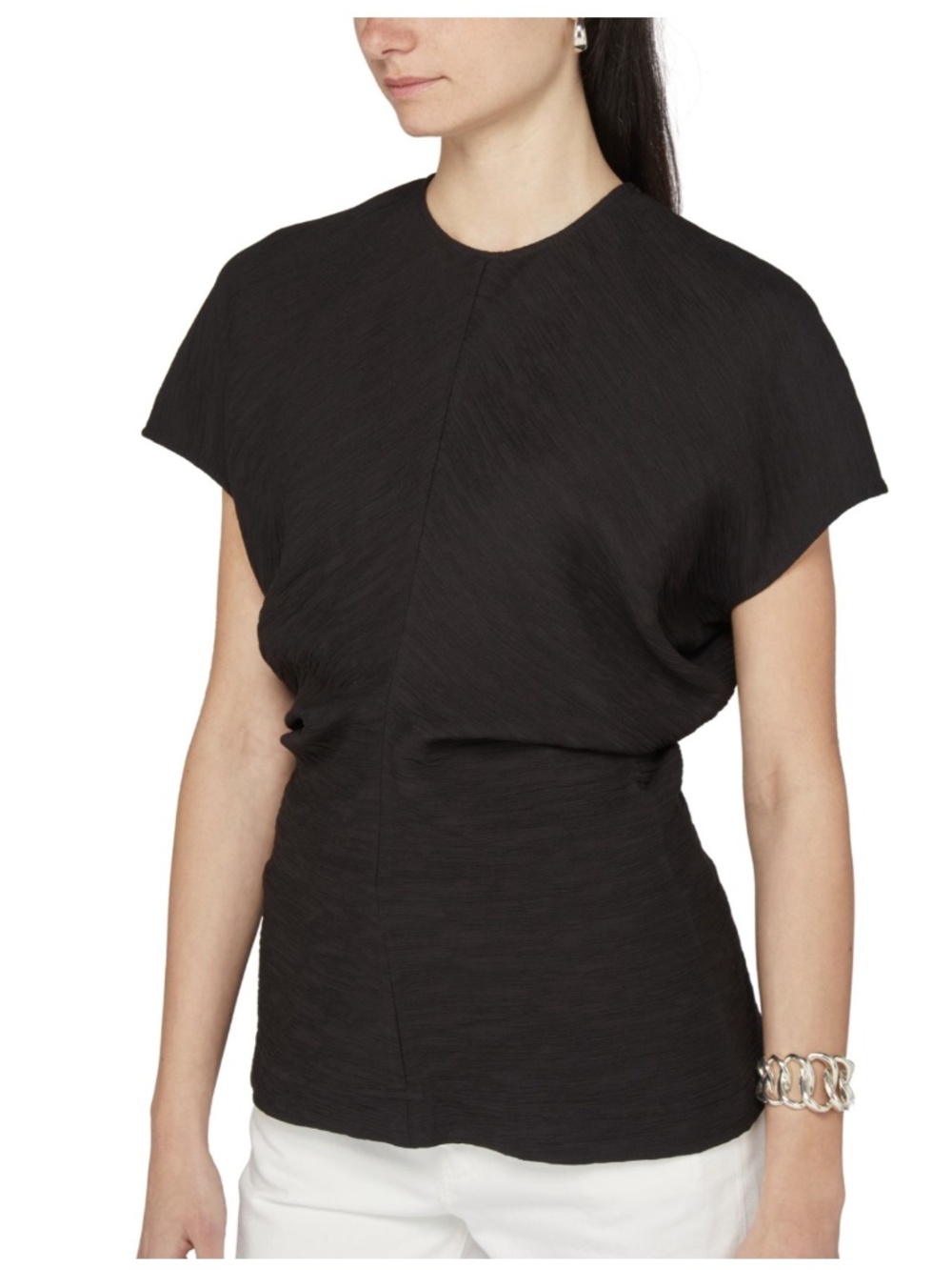 Toteme Slouch Waist Top Black Textured Viscose Size 36 NWT